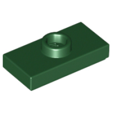 LEGO 15573 Dark Green Plate, Modified 1 x 2 with 1 Stud with Groove and Bottom Stud Holder (Jumper) (losse stenen 2-28)*P